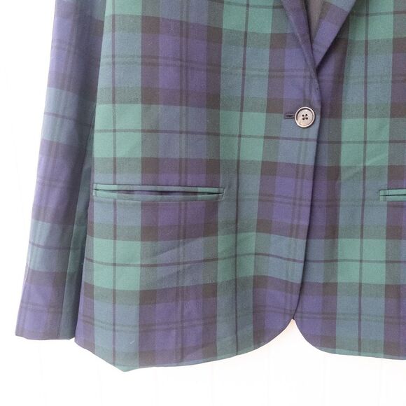 J. Crew Factory Black Watch Plaid One-Button Blazer Size 16 - Picture 5 of 9